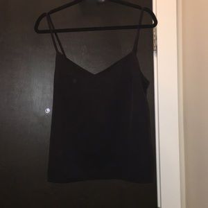 Black spaghetti strap silk tank top